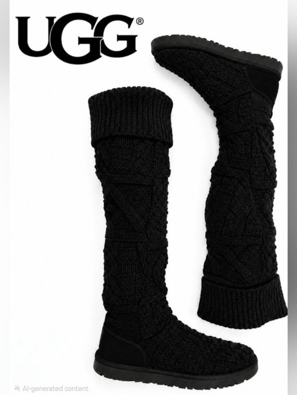 UGG Classic Over-the-Knee Twisted Cable Knit Boot Size 9
